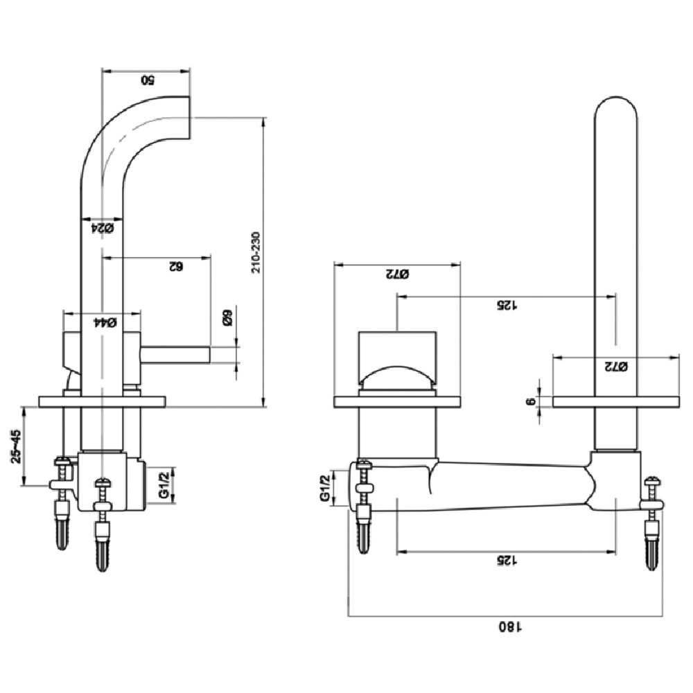 Jtp Florence Wall Mounted Basin Mixer Tap With Mm Spout Single Lever